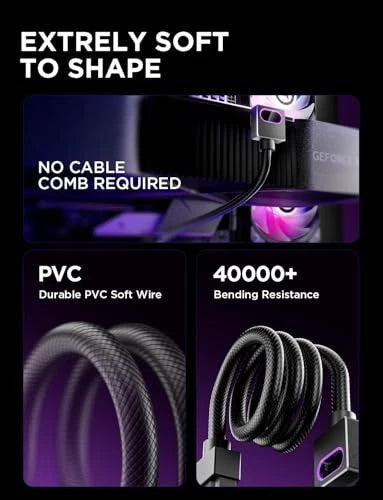 AsiaHorse Hydrus-16PIN 12VHPWR Modular Cable, 90 Degree Adapter TYPE A Black