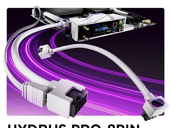 Asiahorse HYDRUS CPU Power Cable (8-Pin EPS) ARGB – White – 30cm