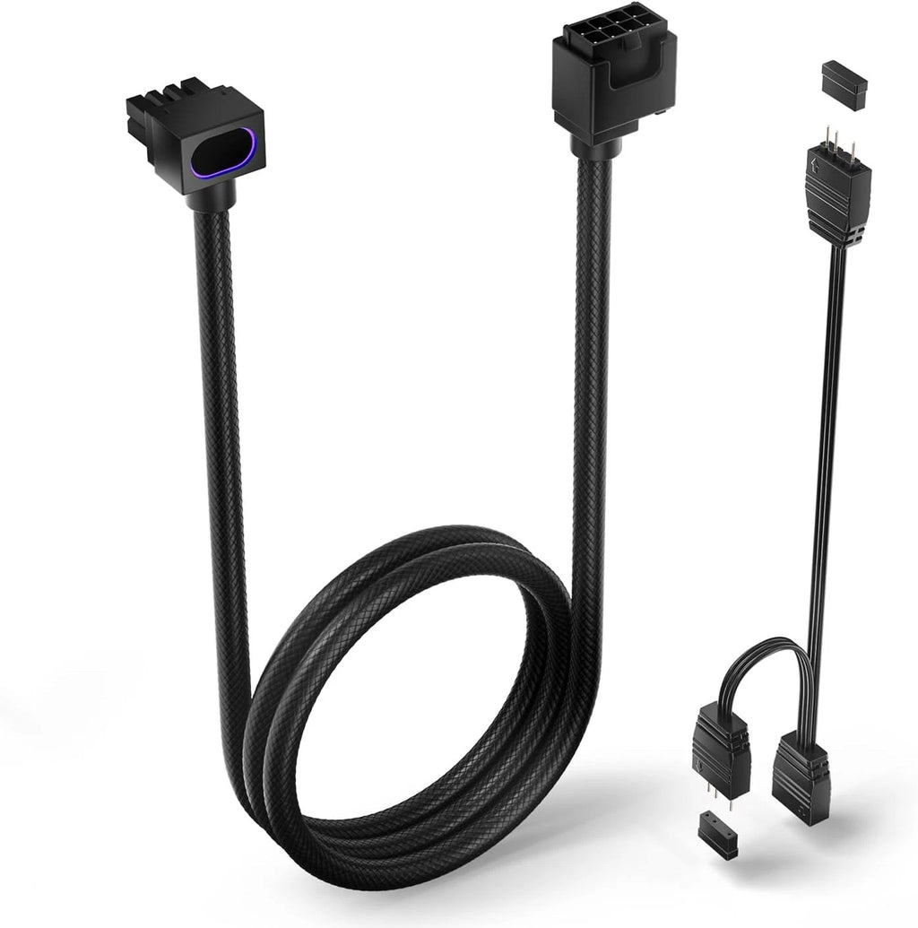 Asiahorse HYDRUS CPU Power Cable (8-Pin EPS) ARGB - Black - 30cm