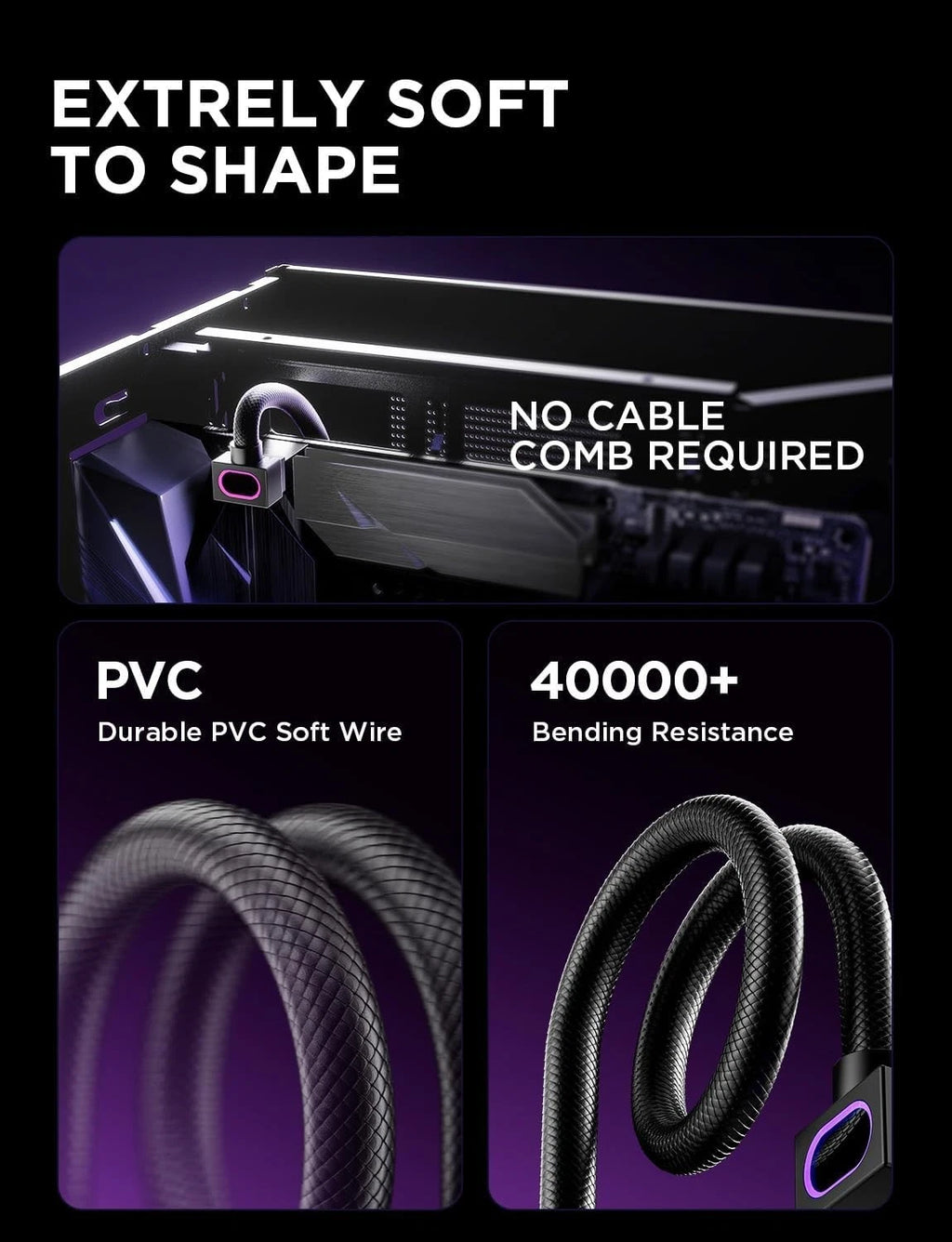 Asiahorse HYDRUS CPU Power Cable (8-Pin EPS) ARGB - Black - 30cm