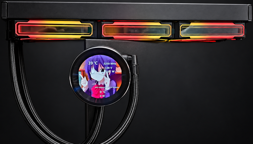 Black LCD AIO display and infinity fan side lighting